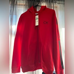 Calvin Klein large red zip up hoodie
